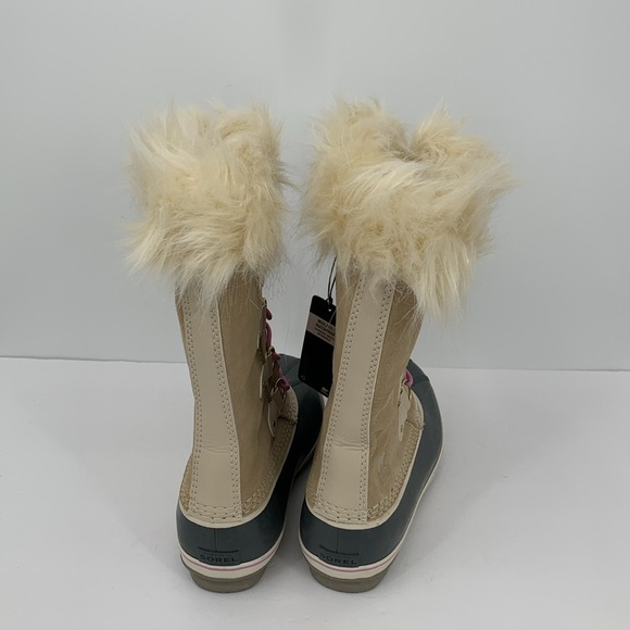 Sorel Joan of Arc winter waterproof boots faux fur lace-up calf navy tan new 7 - Picture 4 of 6